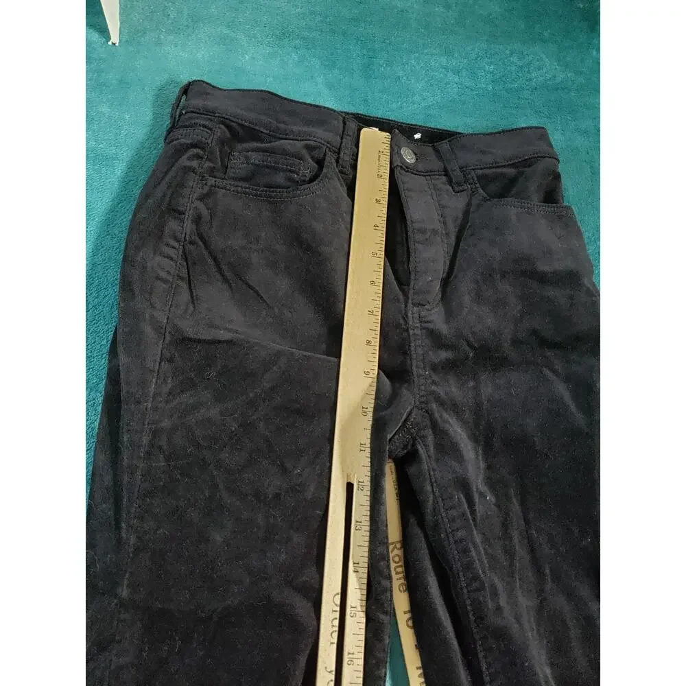 Loft Jeans Size 0 Women Black Pants Corduroy Stretch Mid Rise Flared Wide Leg